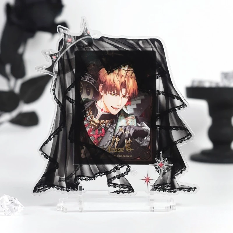 Star‑crown Style 3/3.5 Inch Acrylic Photo Frame, Lace Veil Design Card Display Holder, for Anime Kpop Collectibles Desk Decor