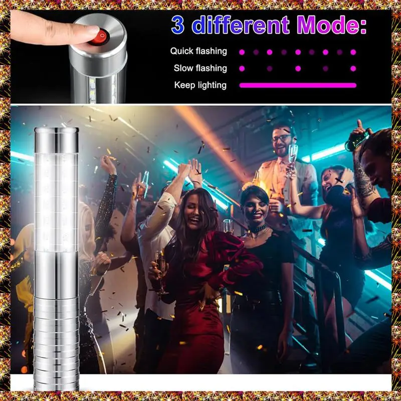 BTCL 2PCS LED Strobe Baton Light Bright Rechargeable LED Light Club Signs For Bottle Service Reusable Nightclub Parties