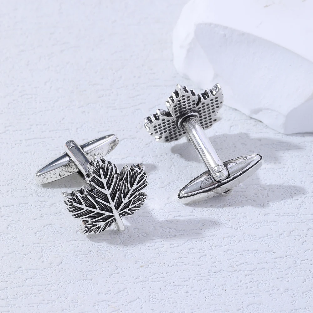 Vintage Maple Leaf Shape Mens Cufflinks Canadian Leaves Cuff Links Shirt Tuxedo Punk Rock Button Jewelry Accessories Ornaments