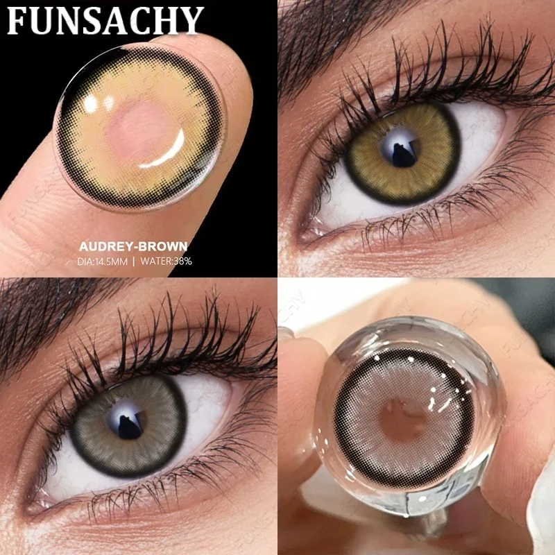 FUNSACHY 1 Paar AUDREY Kontaktlinsen für Augen, farbige Softlinsen, schöne Pupillen, tägliches Tragen, natürliche braun-graue Linsen, jährliche Verwendung