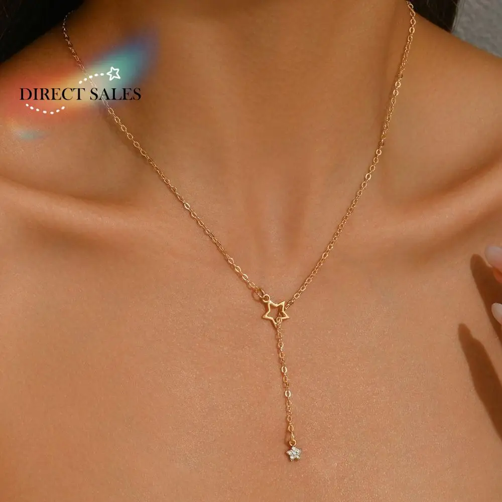 

Star Pendant Necklaces Korean Style Sweet Clavicle Chain Gold/Silver Iron Shiny Neck Accessories Women