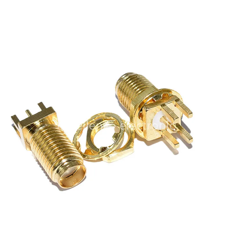 50PCS Gold SMA Female SMA-KE Jack Solder PCB Clip Edge Mount Straight RF Adapter Connector 18mm