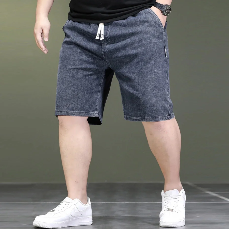 Solid Color Denim Shorts Men Jeans Plus Size 7XL Fashion Casual Summer Stretchy Male Big