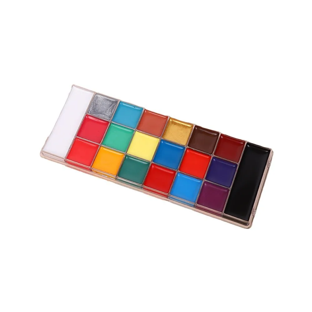 Nuevo Paleta de cara aceitosa de 20 colores, pintura al óleo corporal, maquillaje de escenario, pintura facial, paleta de maquillaje de Halloween
