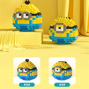 미니언 비열한 나 빌딩 블록, 움직이는 인형 애니메이션 파생 상품, 교육용 조립 빌딩 블록 장난감, 어린이용 선물