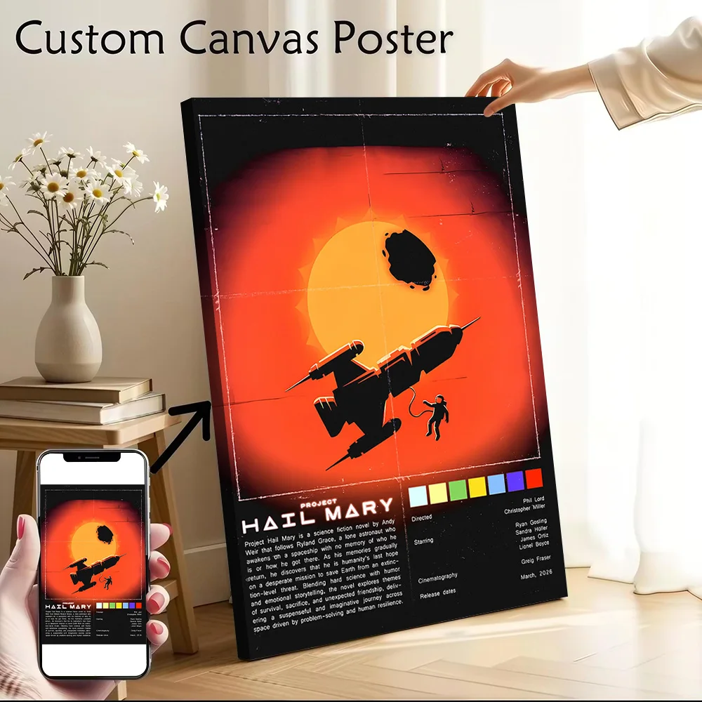 Project Hail Mary Movie Poster Canvas Wall Art Custom Photo Print Modern Painting for Fans Bedroom Decorative Paintings Frames
