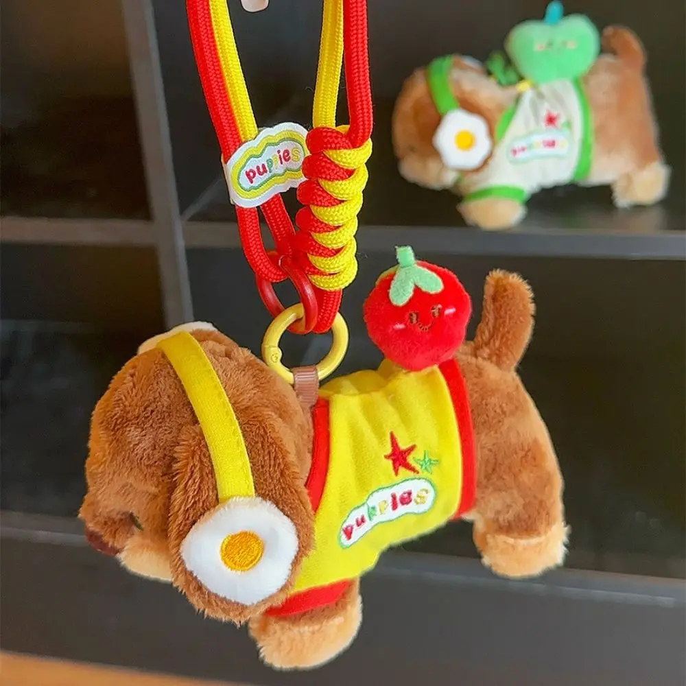 Pluizige teckel pluche hond sleutelhanger zacht meisje hart puppy autosleutelhanger Trinket collectie dier puppy poppen sleutelhanger tas hangend