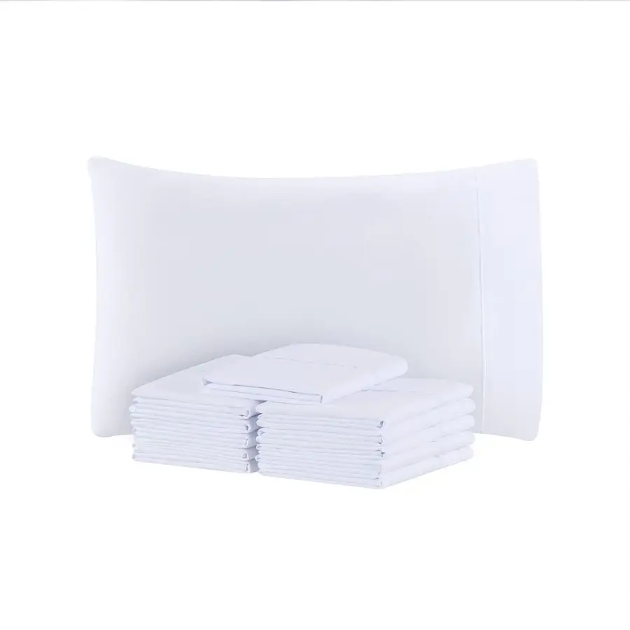 

Bulk Microfiber Queen Pillow Cases Pack of 12 Soft Hypoallergenic Pillowcases and Bedding Essentials for Hosts and Hotels, Stand