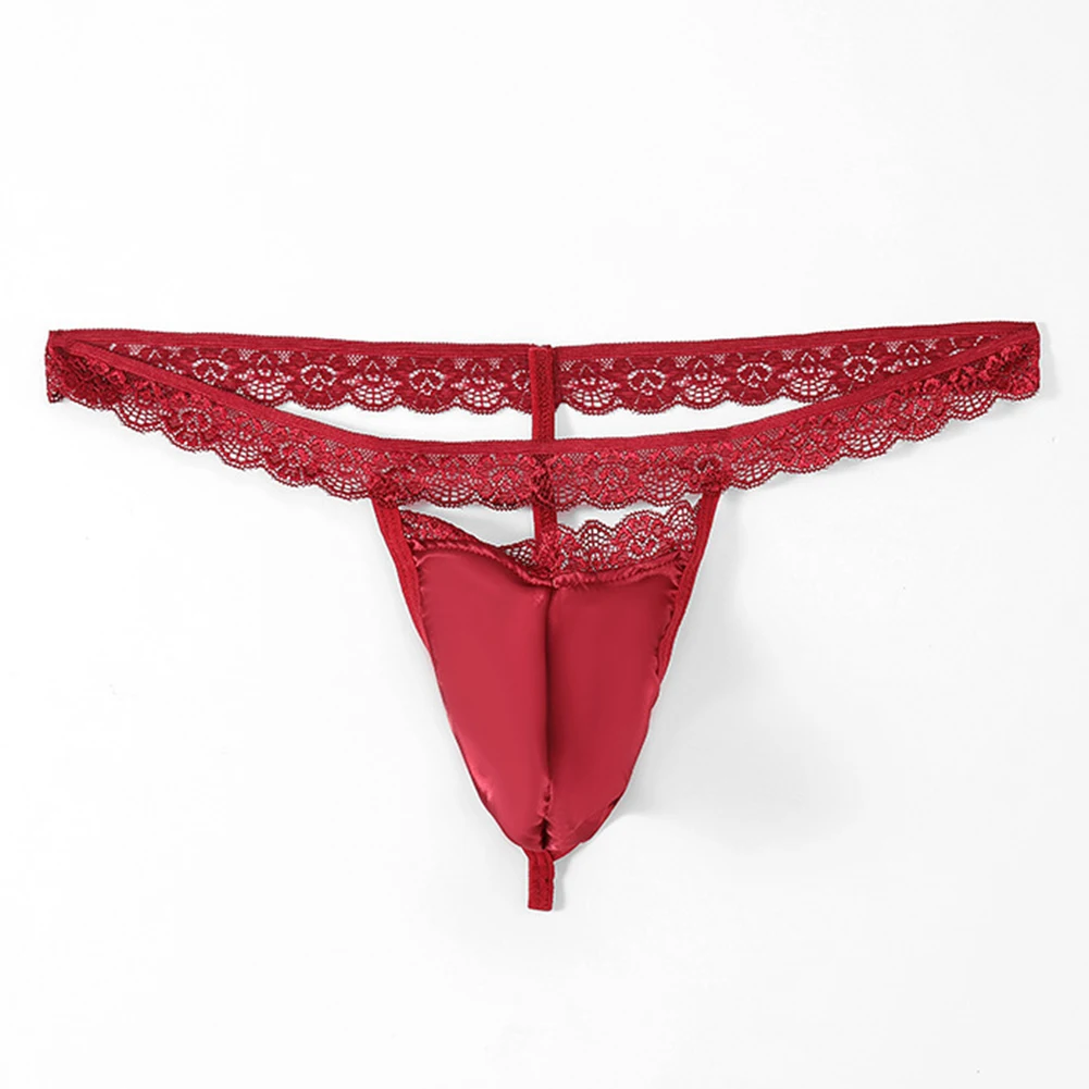 رجل الدانتيل T-الظهر g-سلسلة الانتفاخ الحقيبة سراويل رفيعة ملابس داخلية بيكيني الجوف خارج السروال سيسي ملخصات المثيرة الملابس الداخلية
