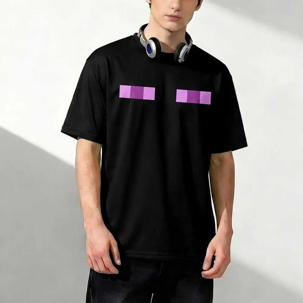 

New Enderman Eyes Game T-shirts 2026 Street Funny Cartoon Print Short-Sleeve Tee Men's And Women's Casual Crew Neck Top Gifts