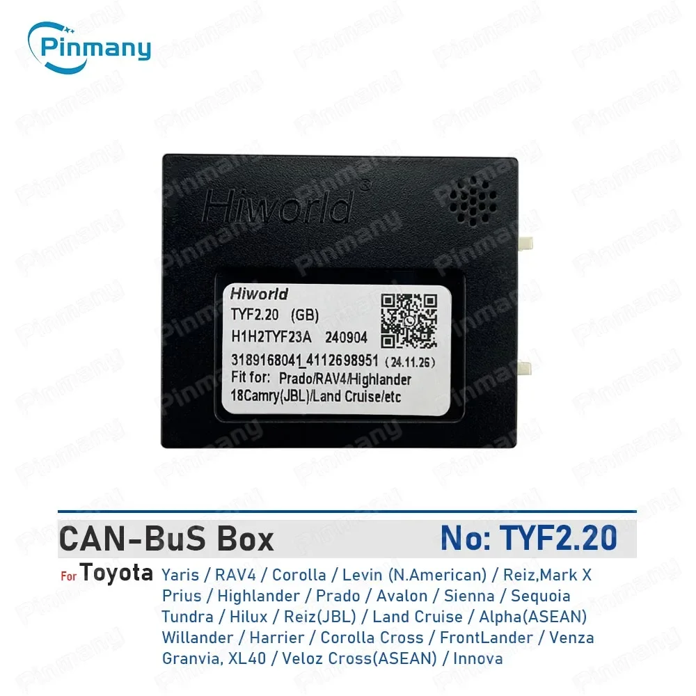 Hiworld Car CAN Bus Decoder TYF2 For Toyota Hilux Land Cruise Alpha Willander Granvia  Prado Avalon Sienna Sequoia Tundra