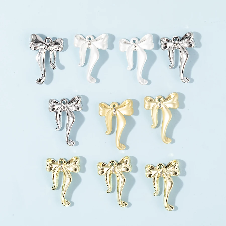 New 10pcs/pack Multi-style Bowknot Alloy Enamel Charms Bow Pendant For Women DIY Necklace Earrings Jewelry Accessories
