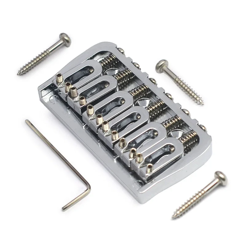 

6 String Guitar Fixed Bridge 72.8x38MM-10.6– Metal Hardtail Bridges Replacement Part for Electric Guitar Black/Chrome