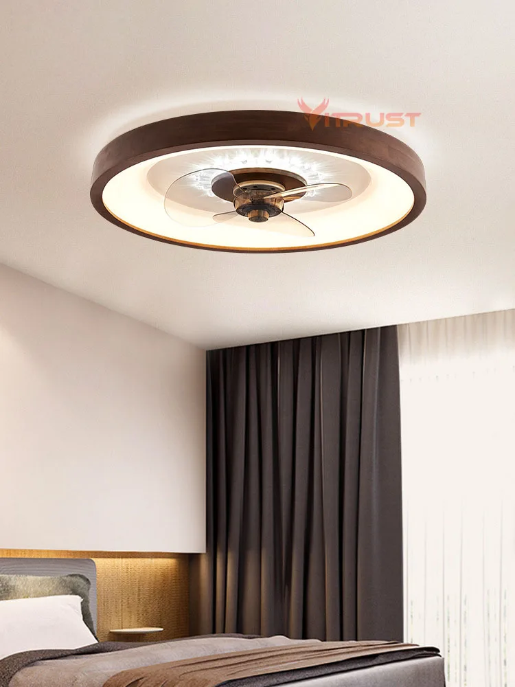 piso baixo madeira led ventilador de teto lampada invisible circle light cozinha quarto sala de jantar remoto iluminacao led flush mount fans 01