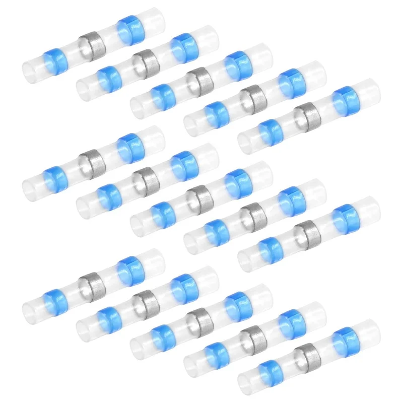 100pcs 16-14 AWG Wire Connector Waterproof Welding Sleeve Heat Shrinkable Butt Connector Self-Bonding Wire Connector