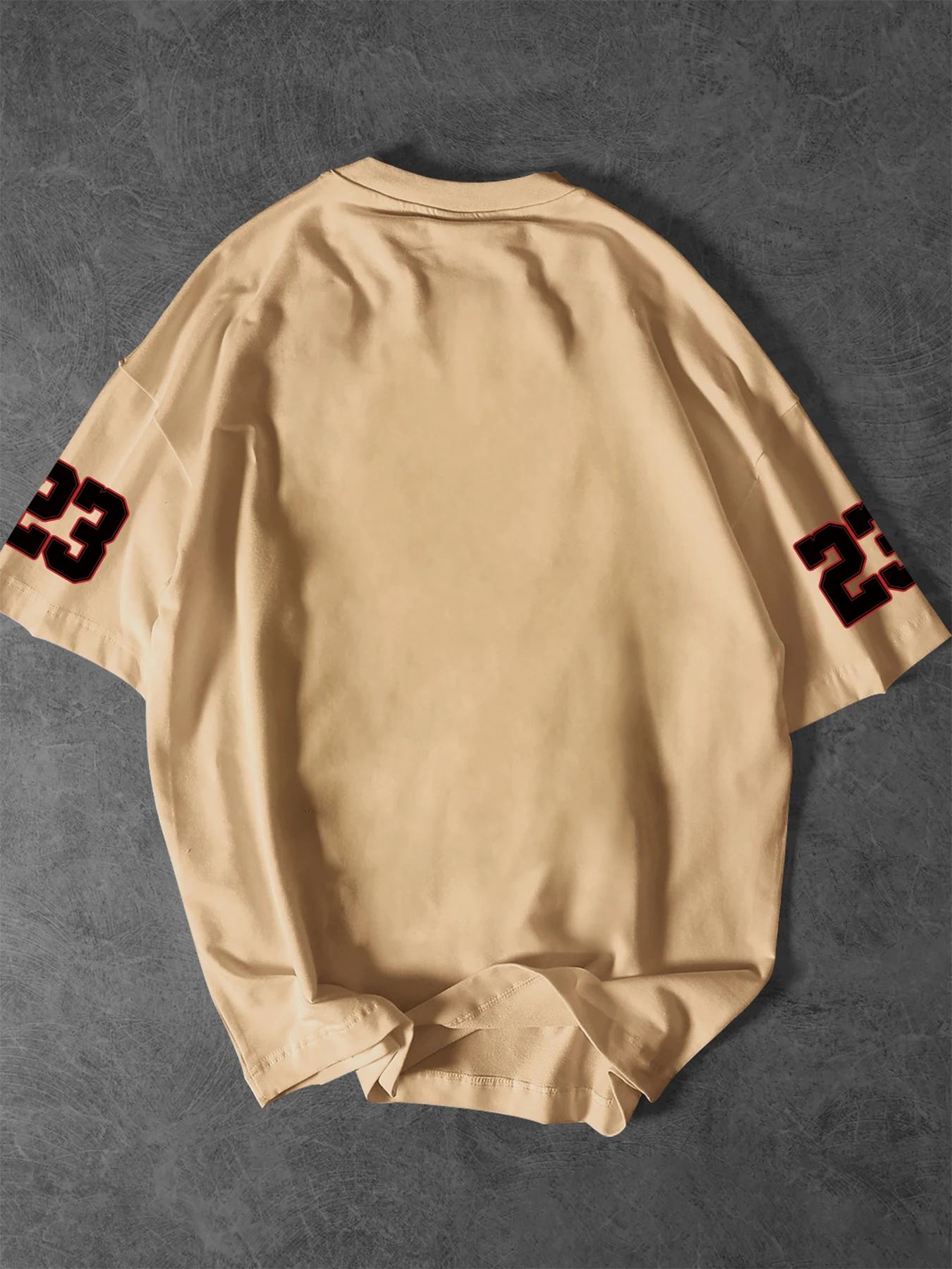 Übergroßes Vintage Sportliches T-Shirt für Herren, Streetwear, 23 Retro-Emblem, Aufdruck auf den Ärmeln, Grafik-T-Shirt, Rundhalsausschnitt, Größen S-XXL – Detail 7