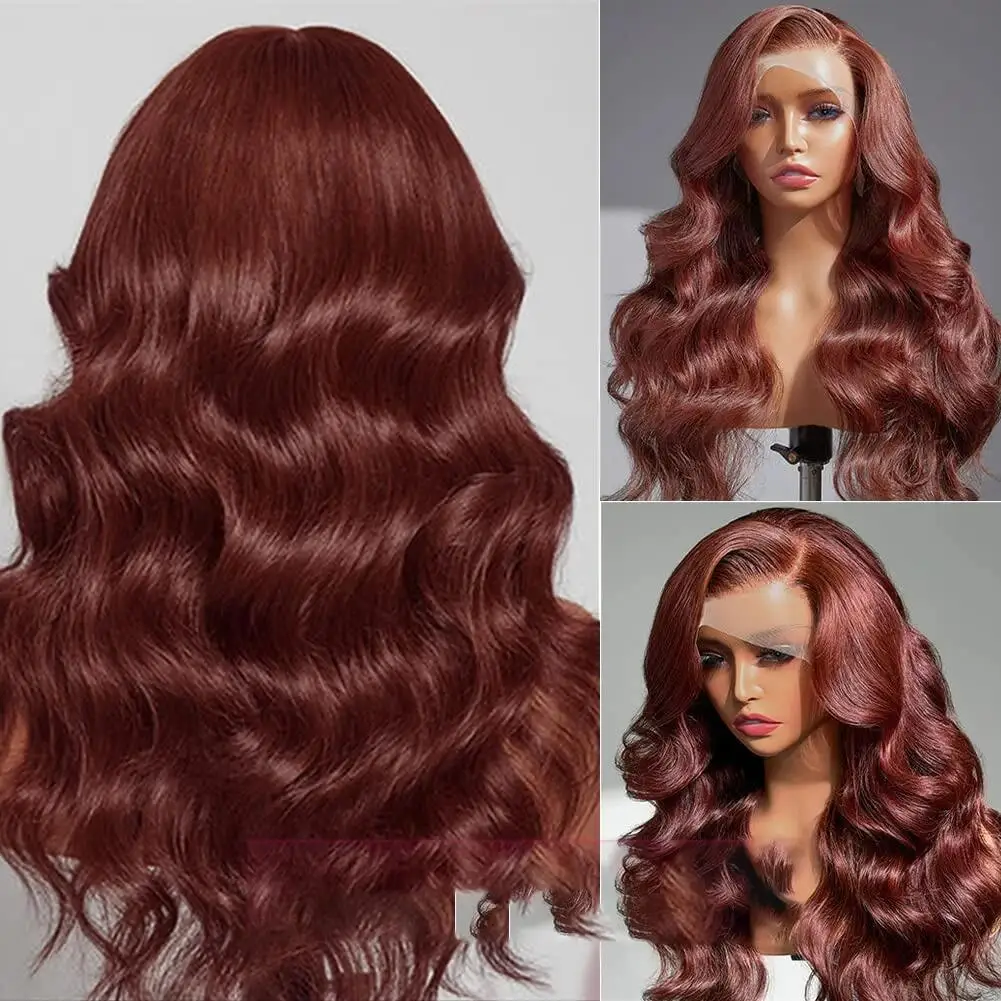 Zachte 26 “Lange Body Wave Donkerbruine 180 Dichtheid Lace Front Pruik Voor Zwarte Vrouwen Babyhaar Pretokkelde Hittebestendige Lijmloze Dagelijks