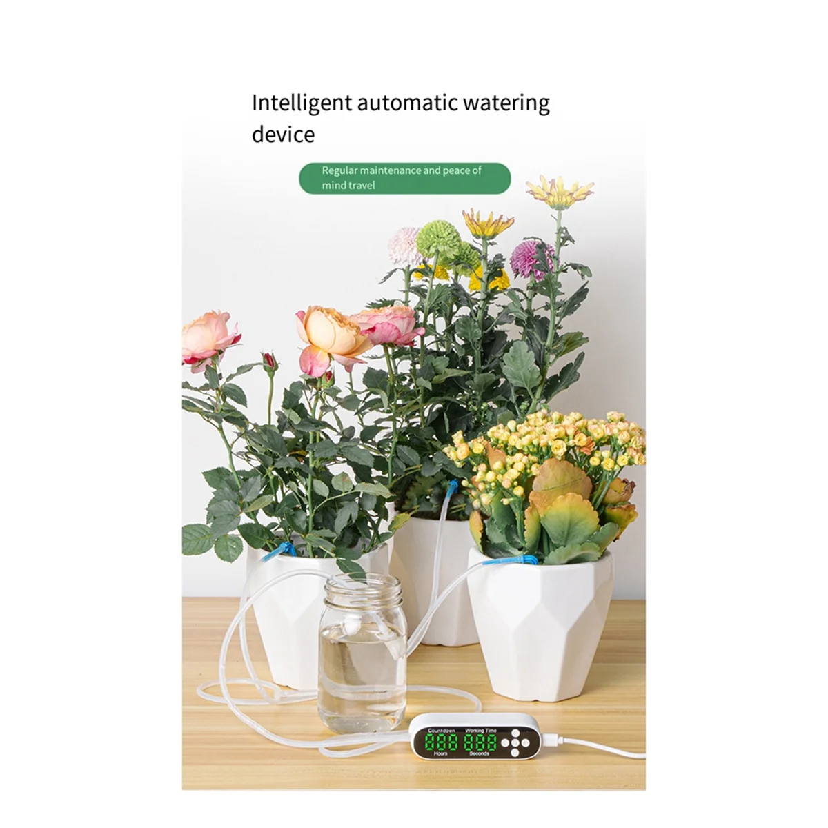 

Automatic Plant Waterer Indoor, Plant Watering System, Capable of Watering Multiple Pots Simultaneously, Display Screen