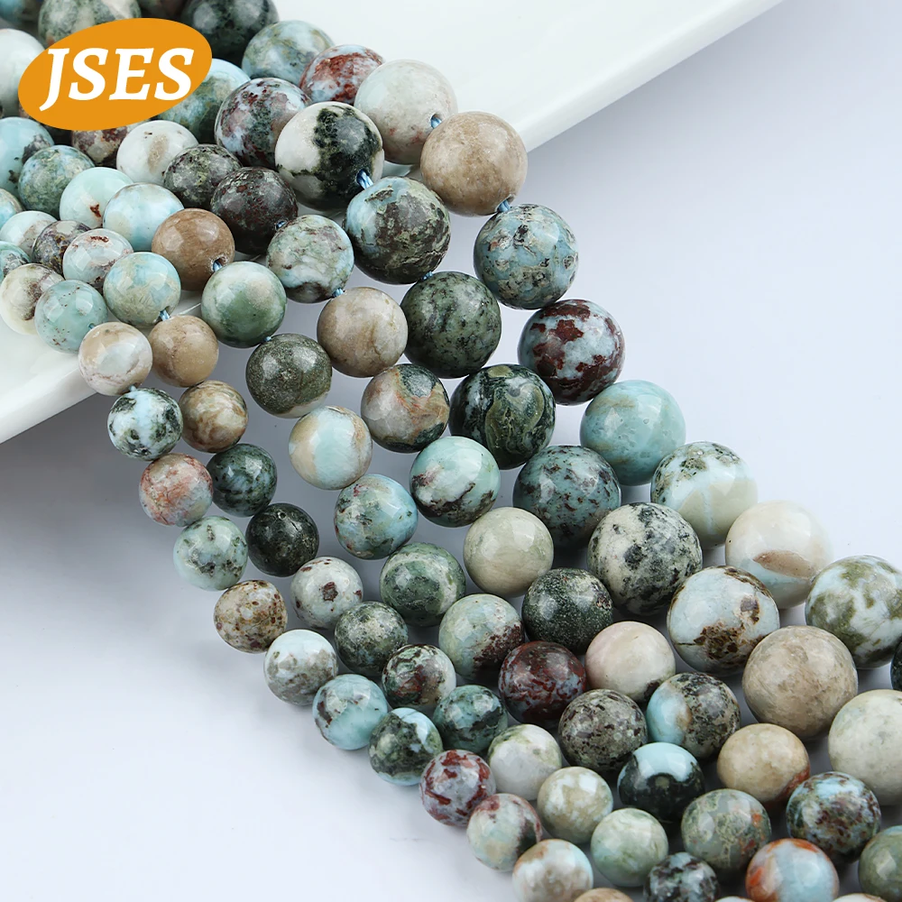 

Natural Brazil Larimar Spacer Loose Stone Beads for Jewelry Making 6/8/10MM Bracelets Necklace Gemstones Beads DIY Accessories