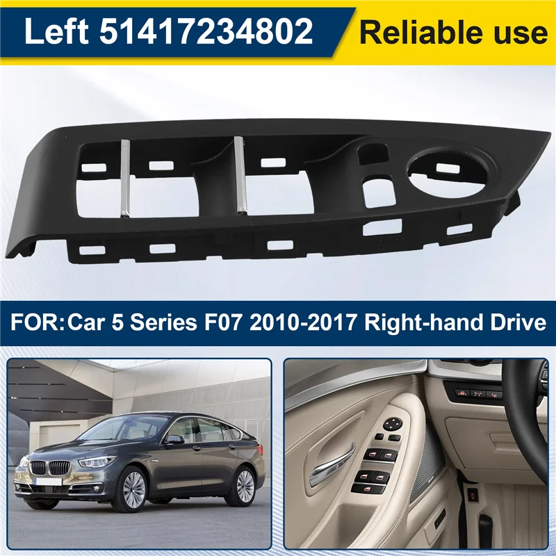 بقوة نافذة السيارة الأمامية اليسرى التبديل رفع لوحة الباب مساند للذراعين لوحة Tirm 51417234802 لسيارات BMW 5 Series F07 2010-2017 اليسار #2