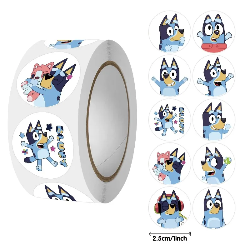 

Bluey Bingo Dog 500 листов рулонная наклейка милый мультфильм аниме наклейка украшение детский альбом дневник конверт уплотнительная бумажная лента