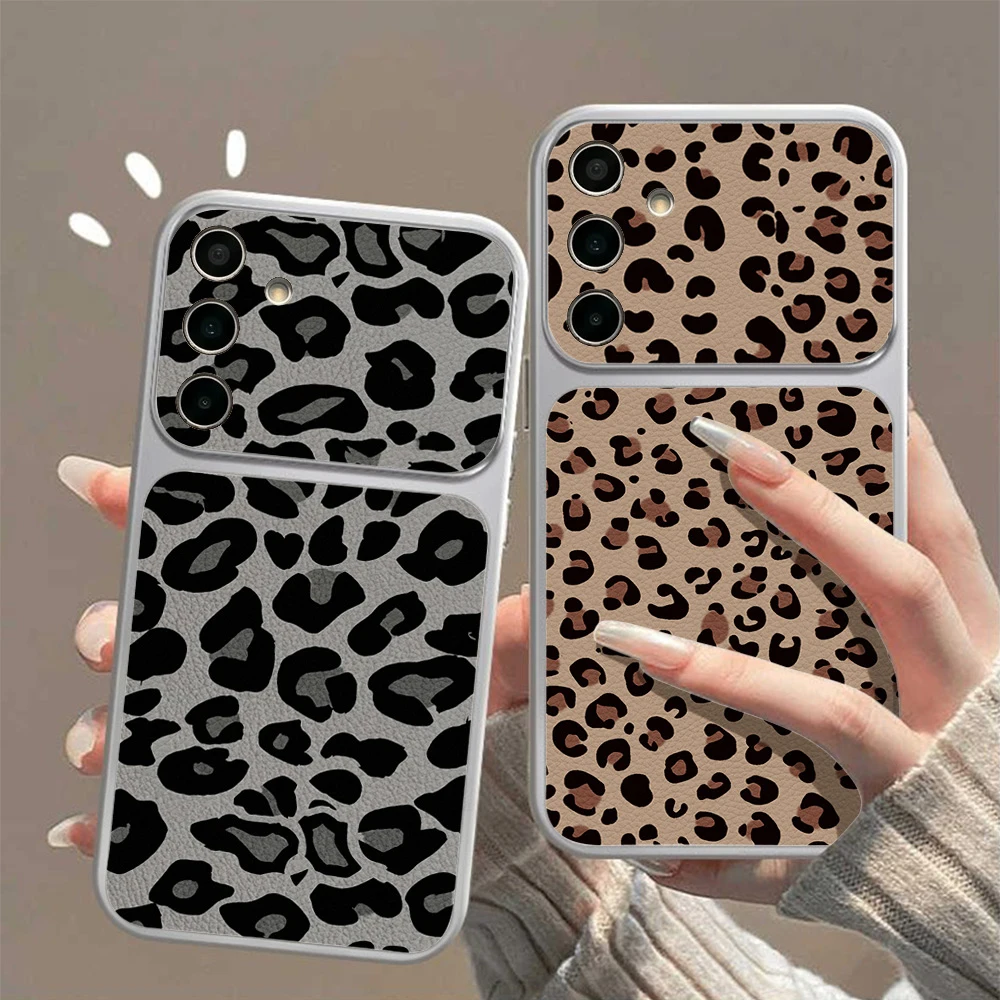 Leopard Print Leather Lychee Phone Case For Samsung A17 A07 A57 A56 Lichee Cover S25 S26 Ultra A34 A27 A26 A25 Shockproot Bumper