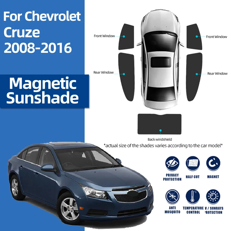 For Chevrolet Cruze Sedan J300 2008-2016 Magnetic Car Sunshade Shield Front Windshield Curtain Rear Side Window Sun Shade Visor