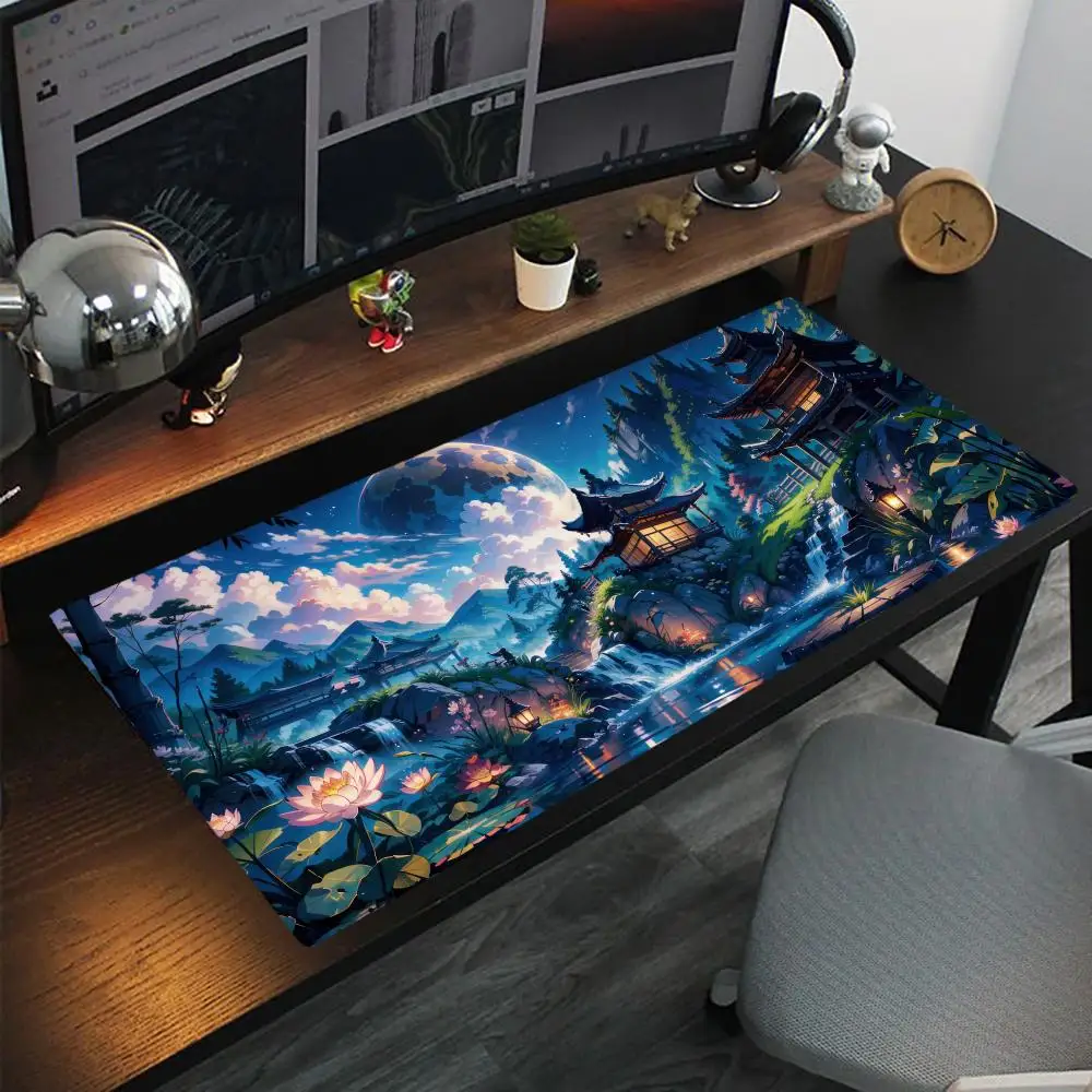 

Zen under the moon Mouse Pad Oversized lock edge mouse pad for gaming computer keyboard and desk