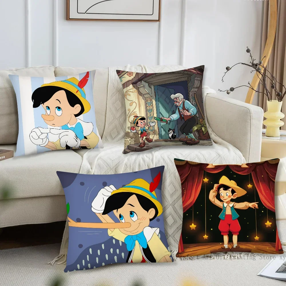 

Классическая сказка P-Pinocchio, анимационная наволочка, квадратная подушка, диван для спальни, комфорт для отдыха, гостиная, украшение для дома 40X40