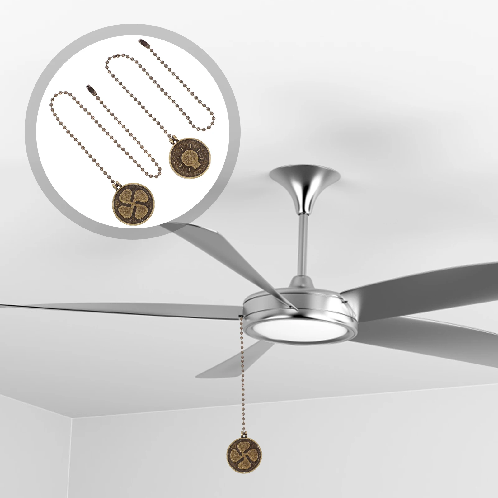 

2pcs Ceiling Fan Light Extension Metal Hanging Pull For Bedroom Living Room Lamp Pull Chain Fan Chain Extender Lighting