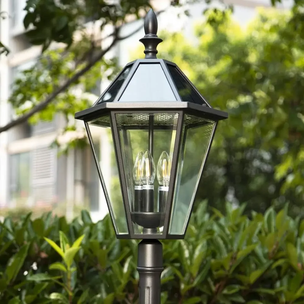 London 12513LE4-SL LED Post Solar Light Outdoor Vintage Street Lights for Lawn Patio Yard Pathway Garden