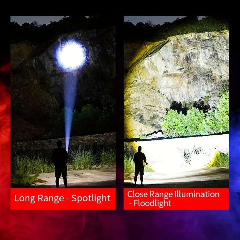 Powerful LED Flashlight Rechargeable Zoomable Flashlights Waterproof Torch Tactical 30W Flashlight for Camping Hunting Exploring