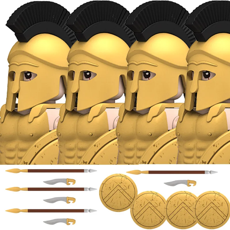 Militärische Bausteine: Griechische Serie Schwerer Infanterie-Soldatenfiguren – Athene, Korinth, Spartanische Hopliten, Legionstruppen-Spielzeug