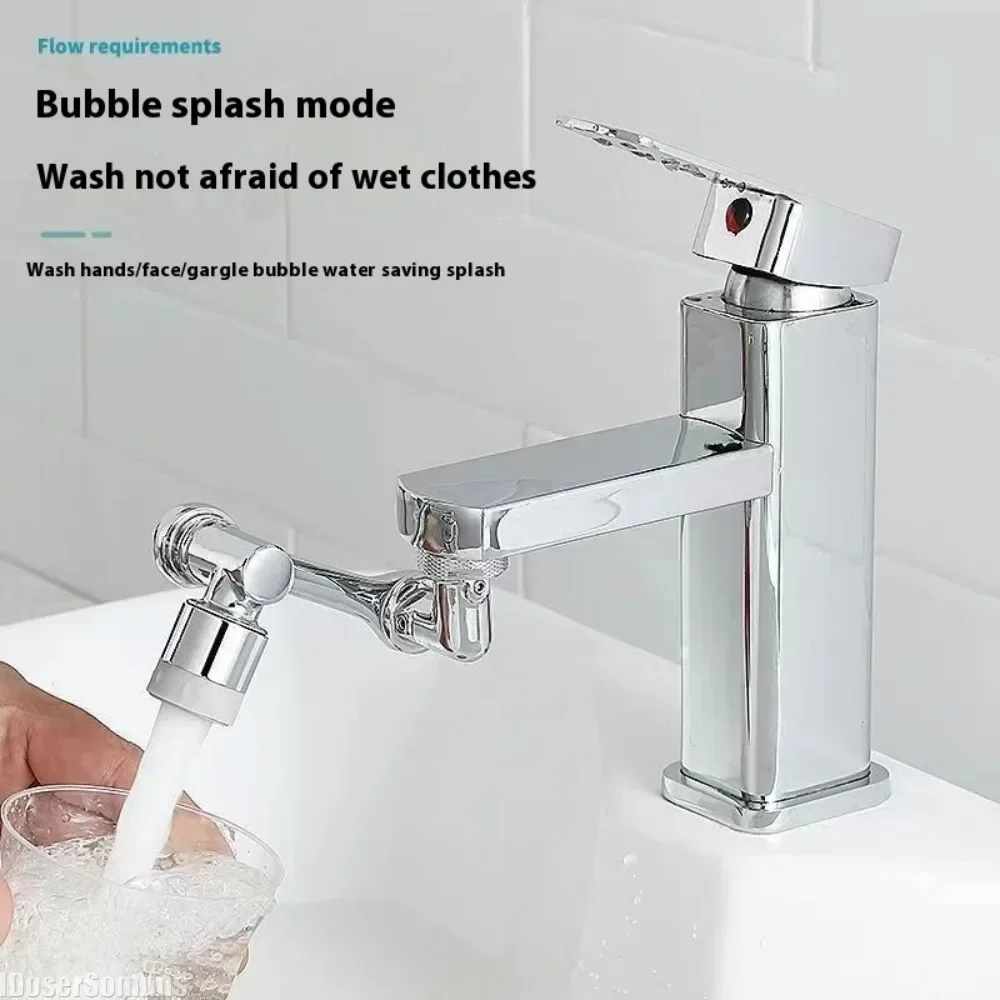 New 1080 °Swivel Robotic Arm Swivel Extension Faucet Aerator Kitchen Faucet Extender 2 Water Flow Mode Stainless Steel Universal