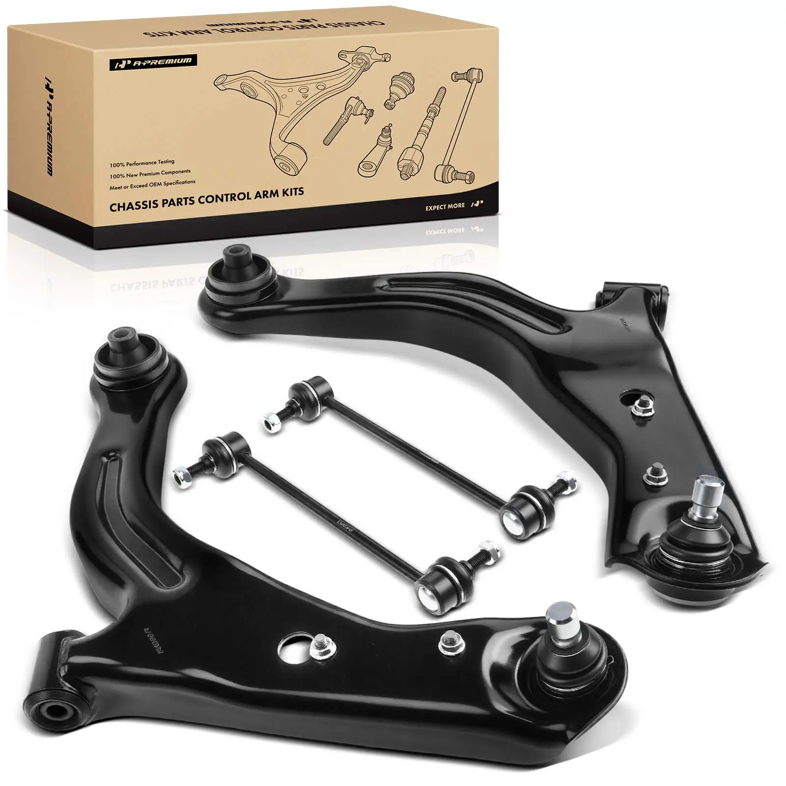 A-Premium 4x Front Lower Control Arm with Ball Joints Sway Bar Link for Ford Escape 2001-2004 Mazda Tribute 2001-2004