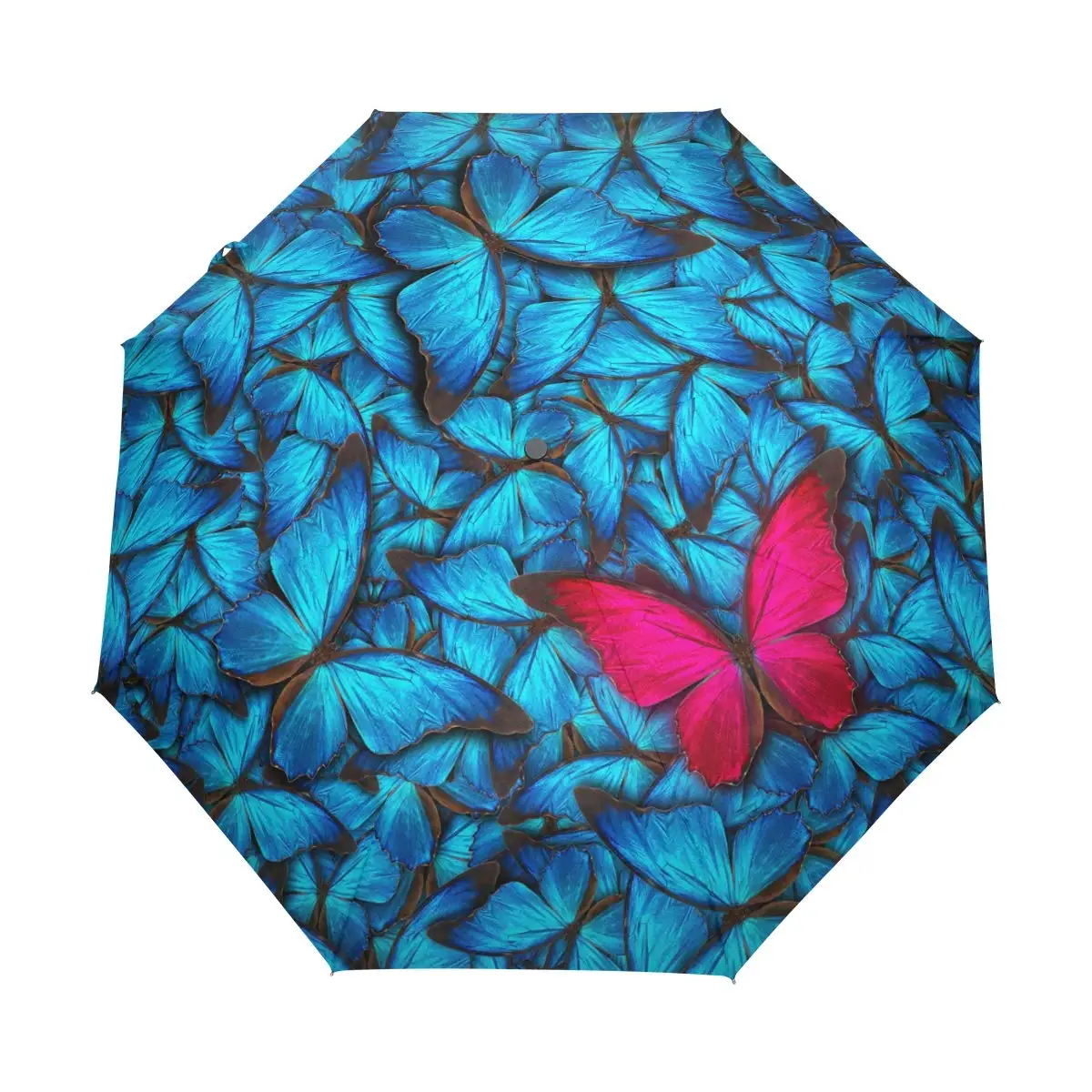 Flying Butterfly Travel Umbrellas Shiny Insect Folding Rain Umbrella Windproof Compact Lightweight for Teens Adults Women Girls