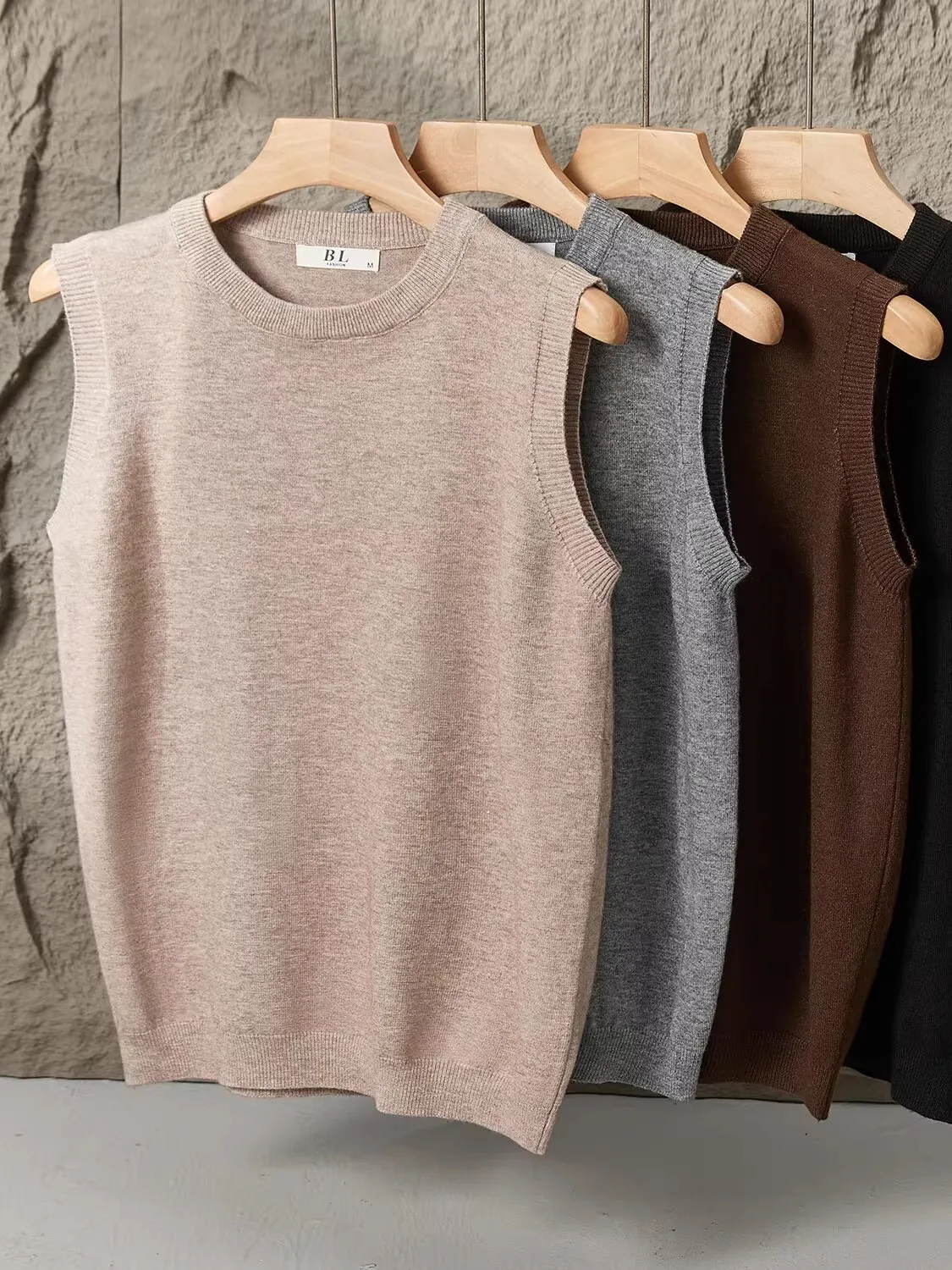 

Свободный круглый вязаный жилет Ne Svel, мужской базовый цвет, простой корейский модный осенне-зимний базовый жилет