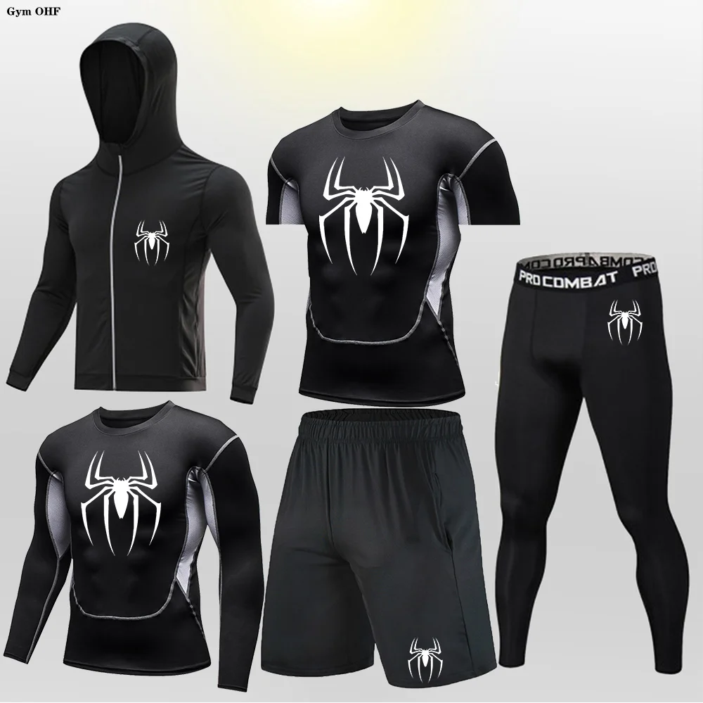 （Super Spider）Sports Fitness Quick Drying Breathable Super elastic Tight fitting Suit for men