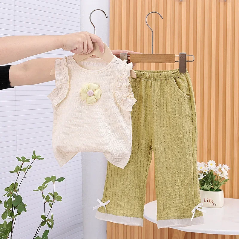 

New Summer Baby Clothes Suit Children Sleeveless Vest Pants 2Pcs/Sets Toddler Girls Clothing Set Infant Costume Kids Tracksuits