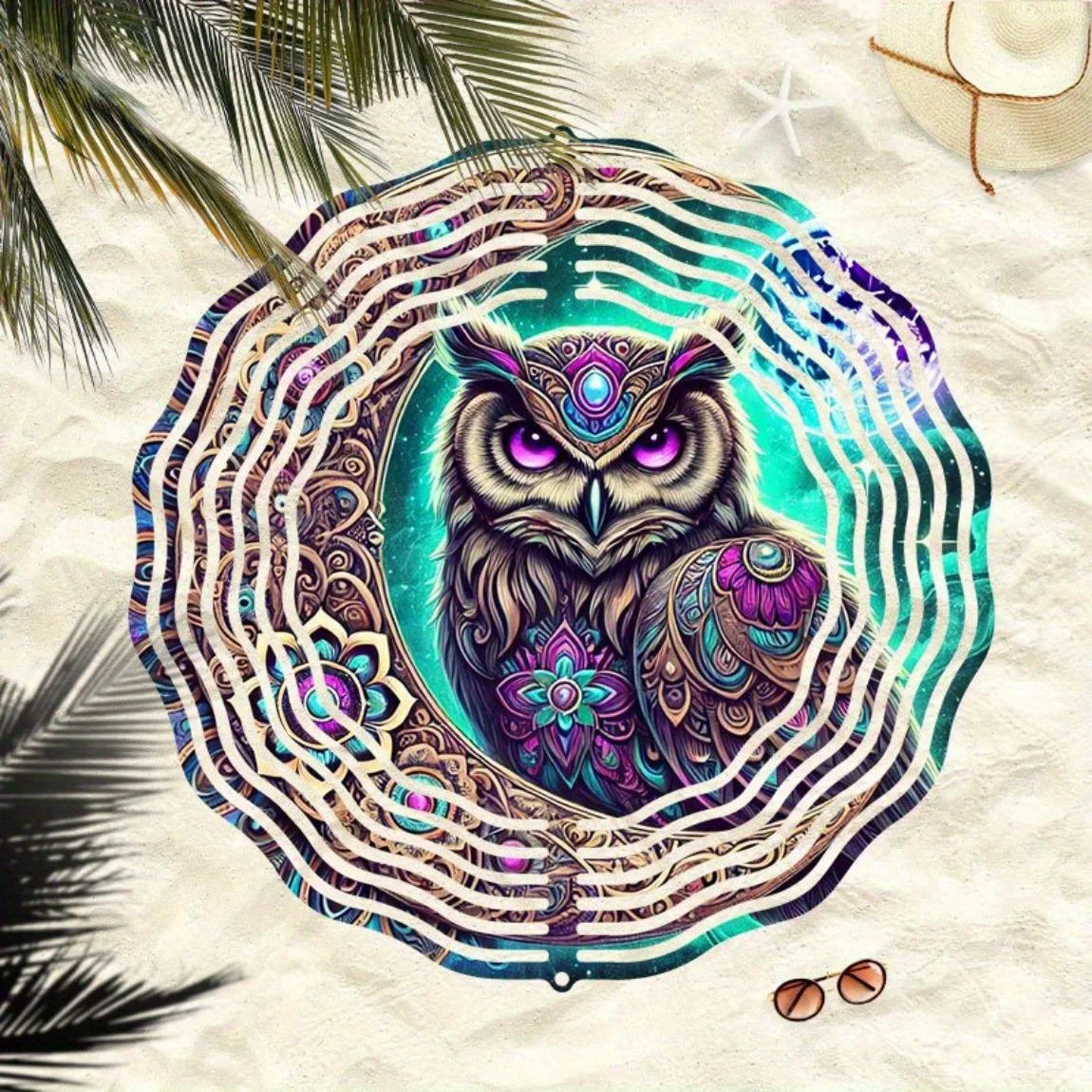 2D Metal Owl Wind Chime | Outdoor Hanging Decor, No Electricity | Ideal Halloween & Christmas Gift