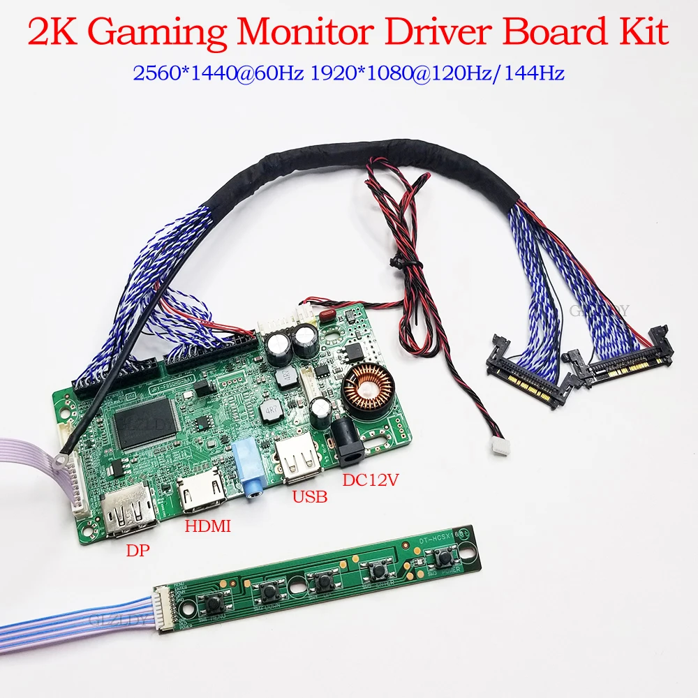 For 2K 2560x1440 60hZ 1920x1080 144hz 2K Gaming Monitor Display Driver Board Kit HDMI+DP+USB 60Hz 144HZ 120HZ HDR FREESYN 4ch