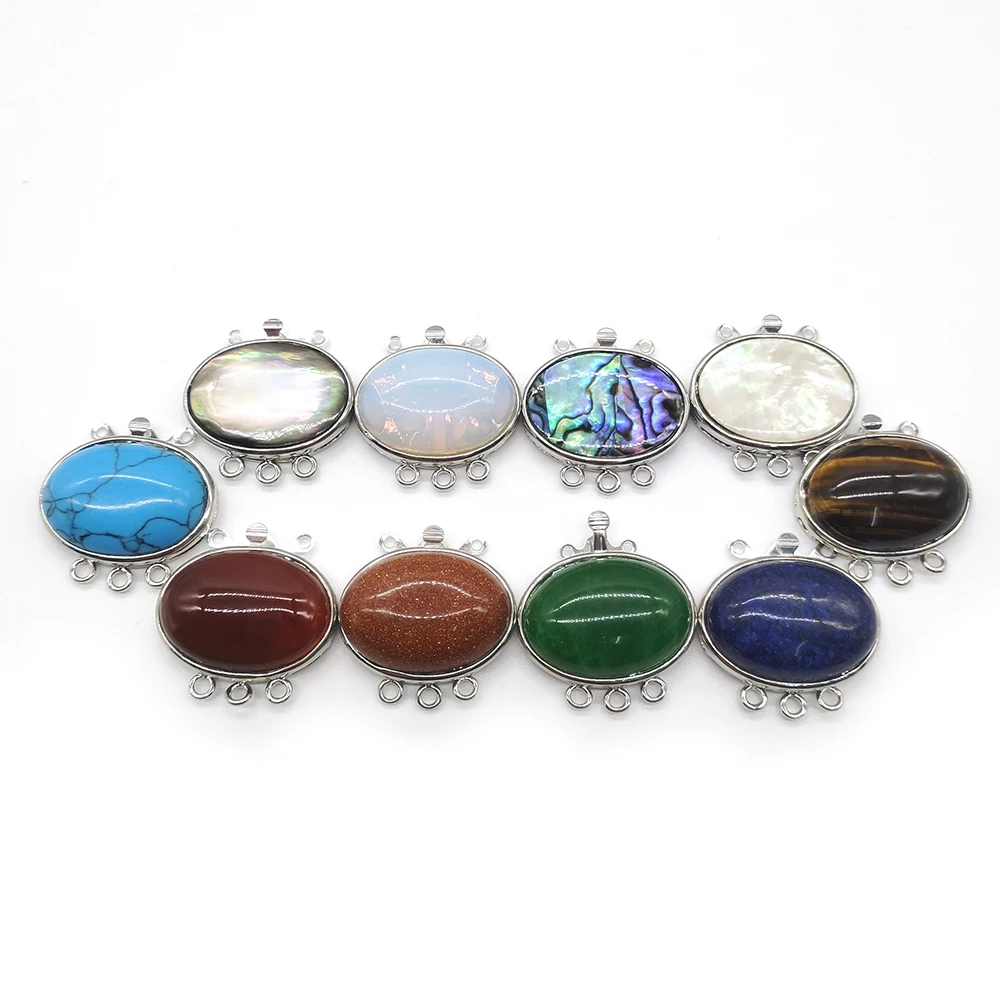 Opal Lapis Lazuli Natural Stone Clasps Alloy Shell Connectors Pendants Charms for Making Necklace Bracelets Jewelry Accessories