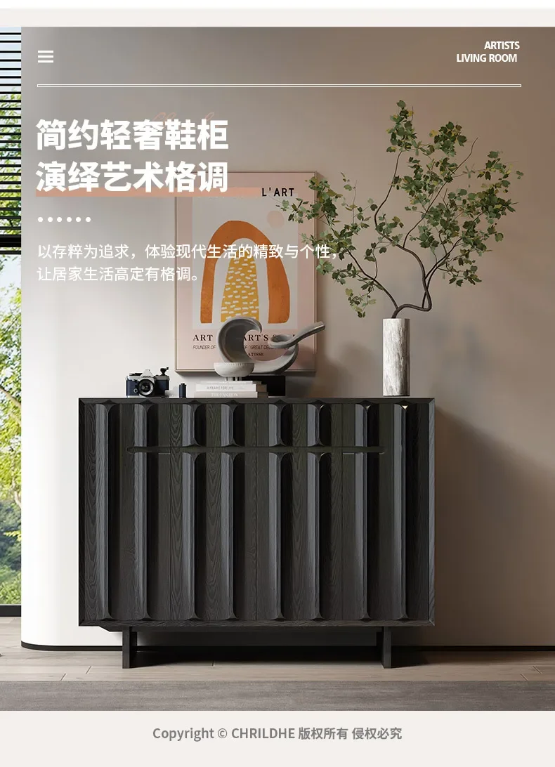 A French retro dining side decorative cabinet living room entrance locker against the wall