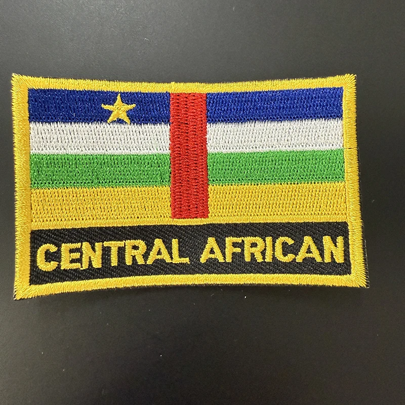 Central Africa Flag Embroidery Patches Iron on Saw on Transfer patches Sewing Applications for Clothes in Home&Garden