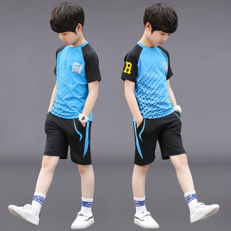 New Football Suit Children Basket Boys Child Clothing Set Summer Soccer Teenage Sport Kids Toddler Clothes For 5 6 8 10 12 Years