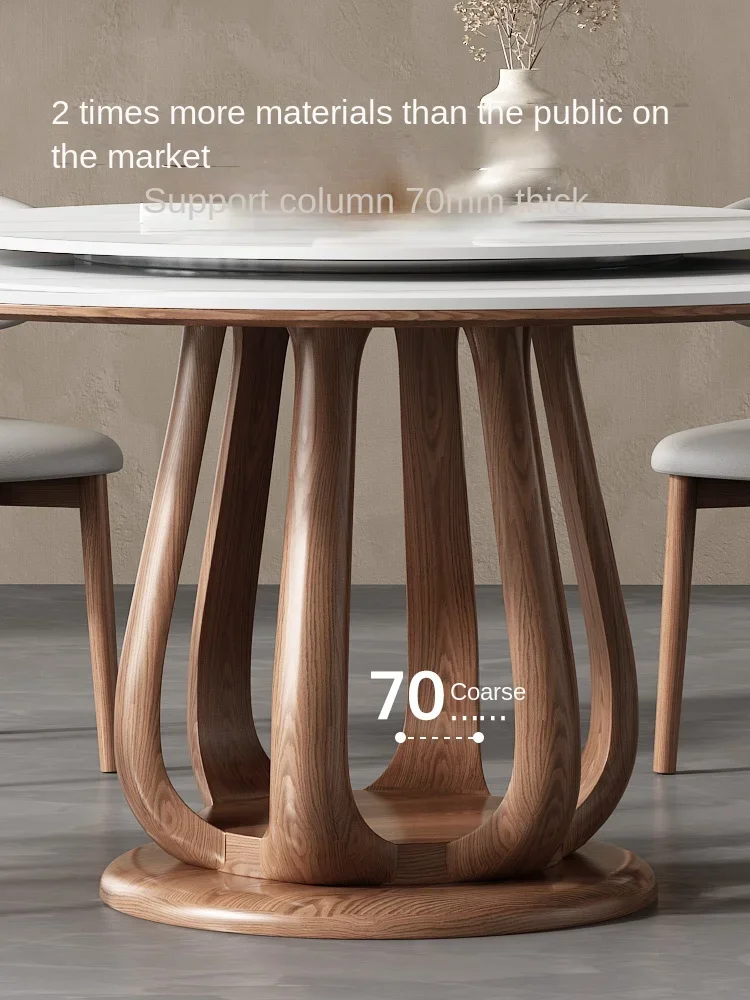 Rock slab dining table and chair combination modern simple home Nordic marble round dining table