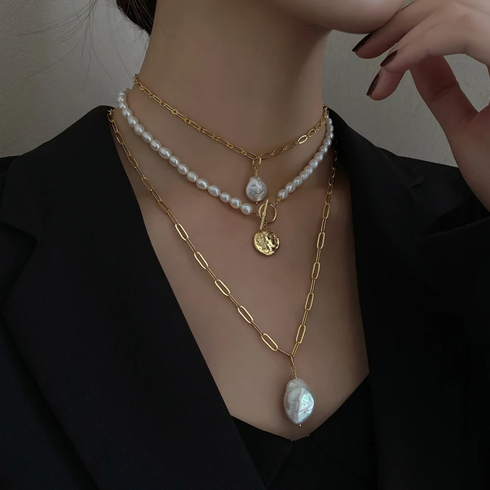 

Минималистичный аксессуар в стиле хип-хоп Ins, легкая роскошная жемчужная женская цепочка на ключицу