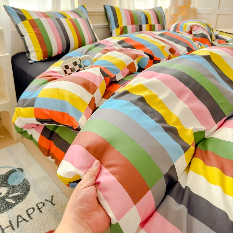 100%Cotton Bedding Set Colorful Digital Printed Bed Sheet Sets Single/Queen/King Size Skin-friendly Bed Set for Adults 이불세트