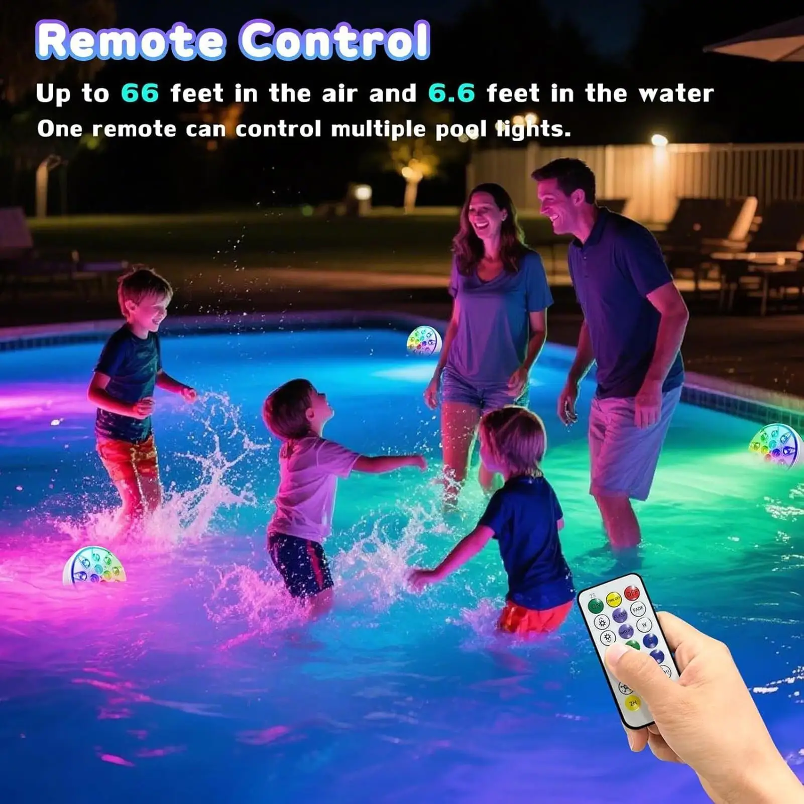 Pool Lights Lights For Pool With Remote Control 2 Piece Rechargeable Bulb Lamp Spotlight 16 Colors Waterproof For Porch Poolside