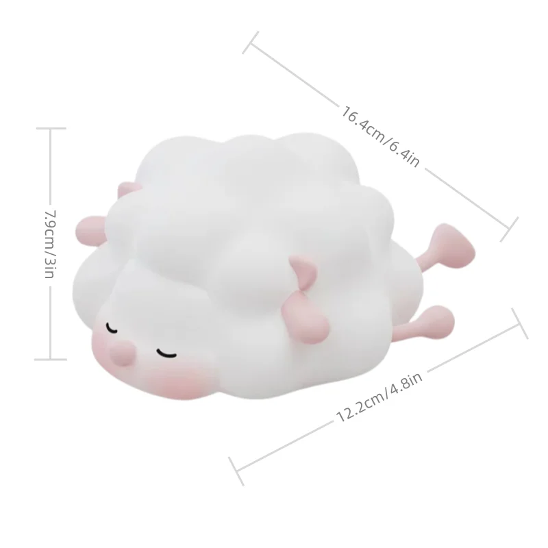 Pink Sheep Silicone Lamp Patting Lamp USB Rechargeable Warm Light Sleep Outdoor Camping Lamp Halloween Christmas Birthday Gift